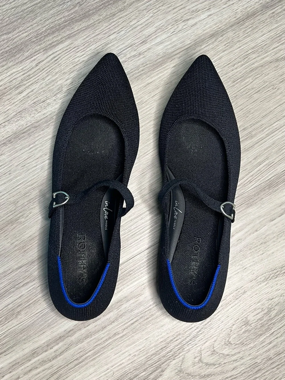 Rothy's The Point Mary Jane Flats Women's Sz 8 Black Career Casual